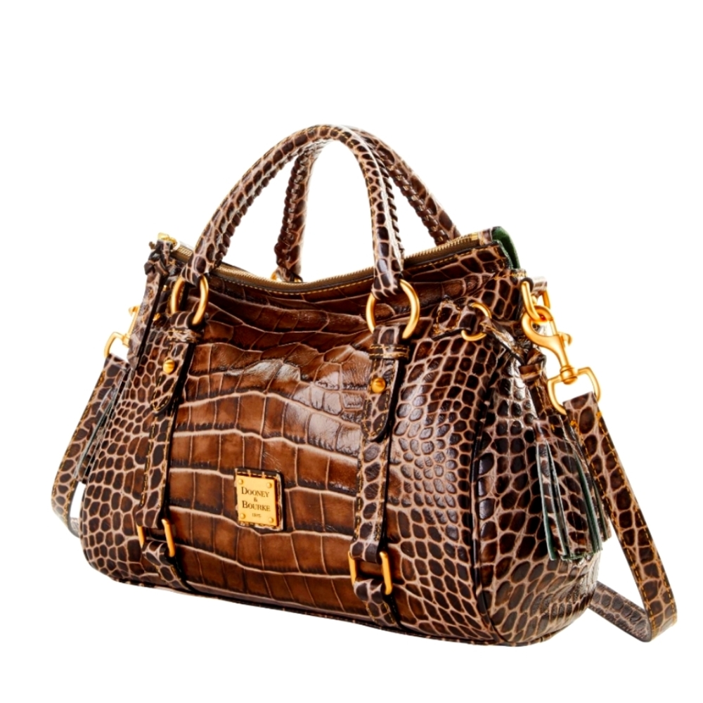 NWOT Unique,  rare, iconic Croco Fino small satchel in exotic embossed leather.